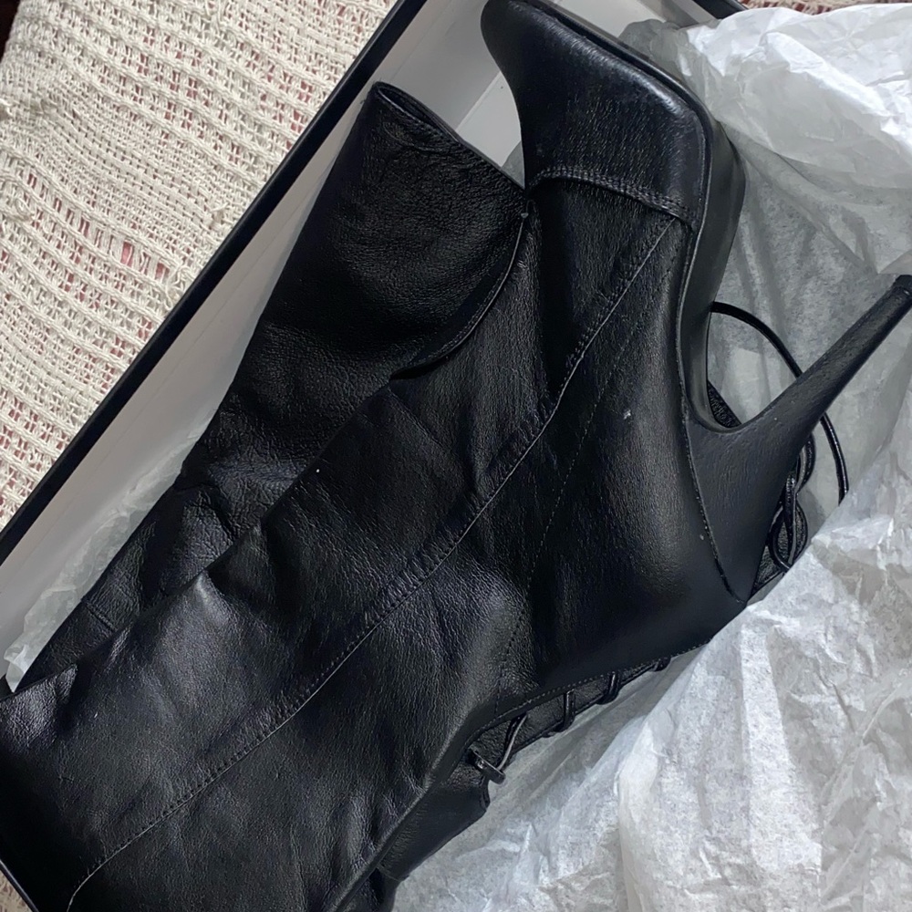 Black thigh high boots
